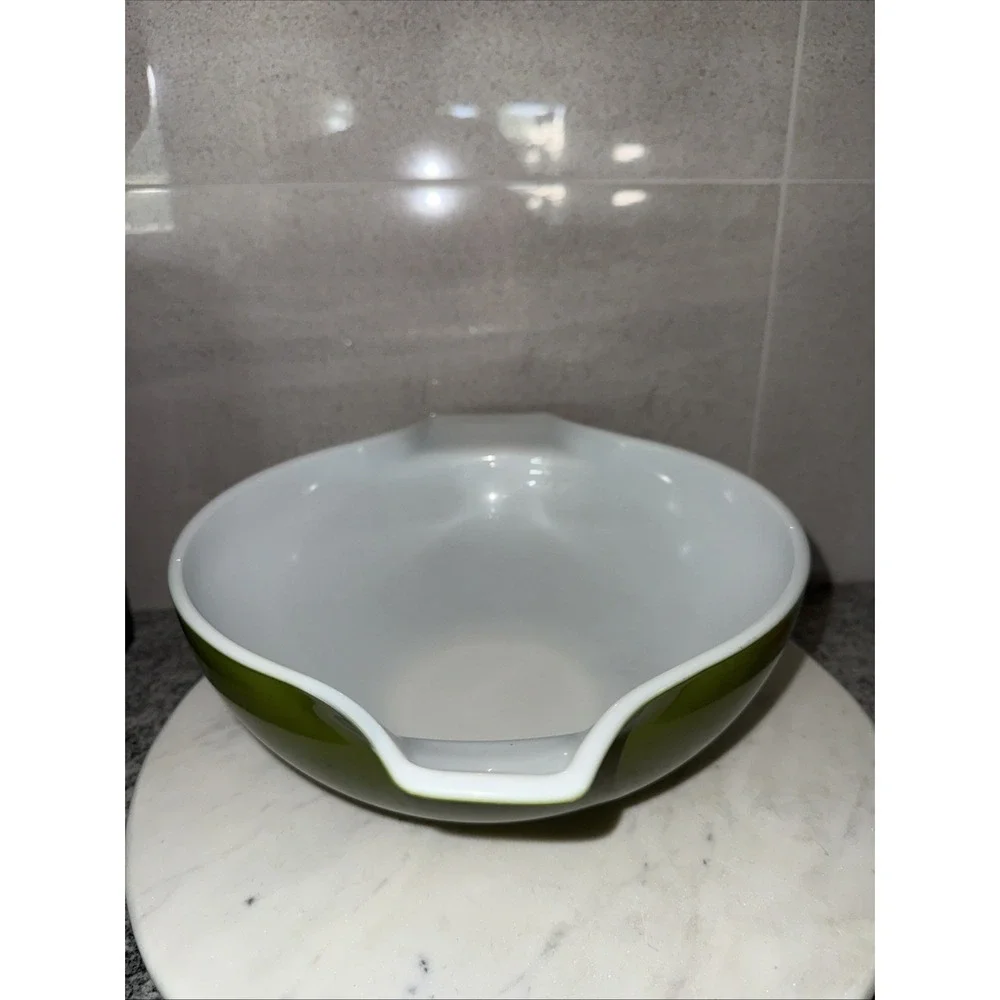 Vintage Pyrex Green 4 Quart #444 Cinderella Mixing Bowl W Glass Lid